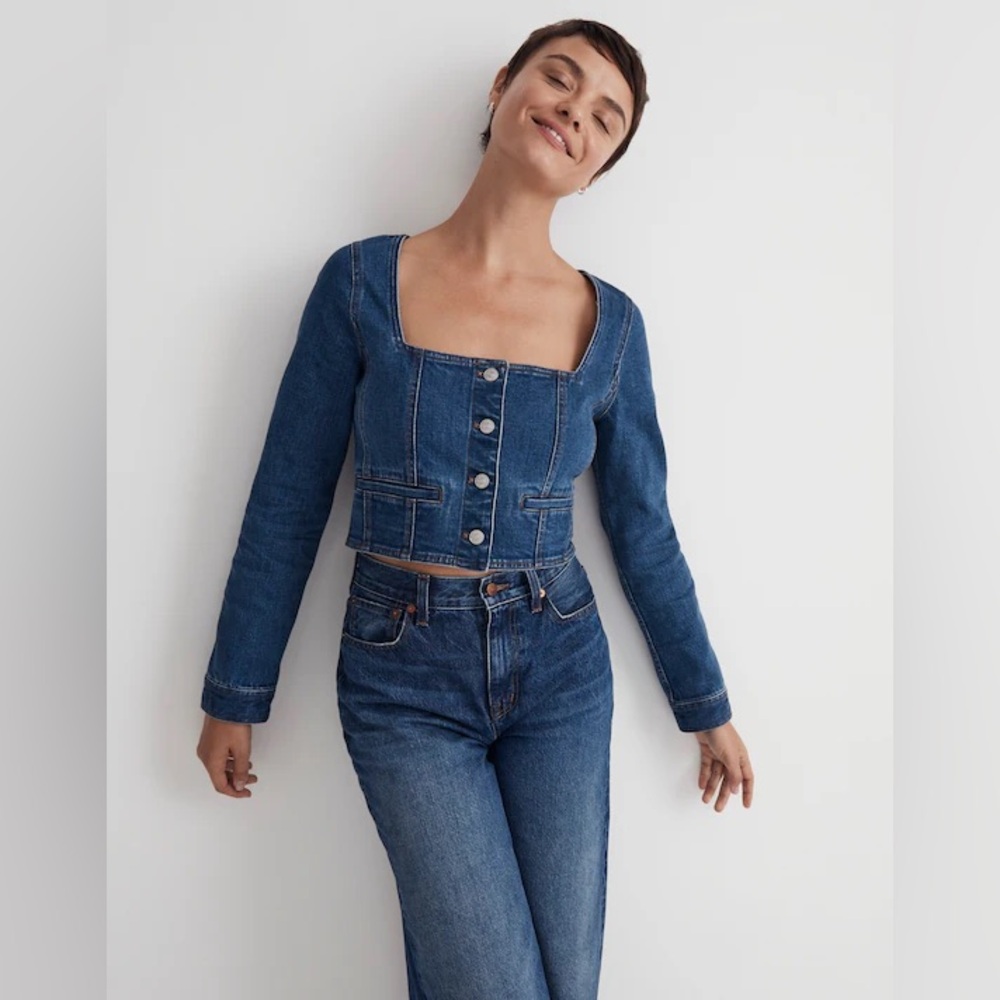Madewell Blue Denim Button-Down Shirt Jacket